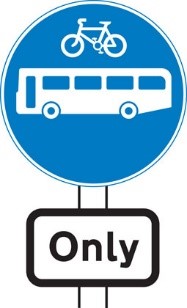 An example of a blue circle road sign